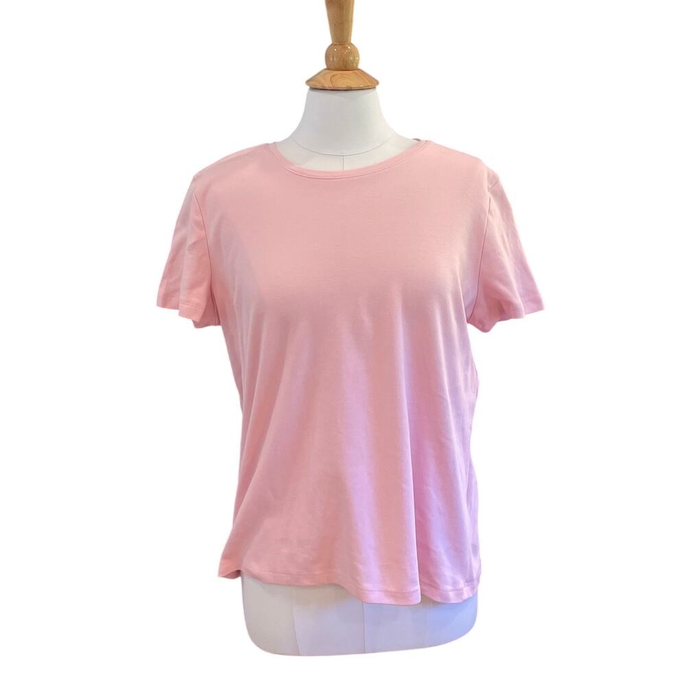 Laura Scott Pink Short Sleeve T-Shirt, 100% Cotton, X-Large Petite